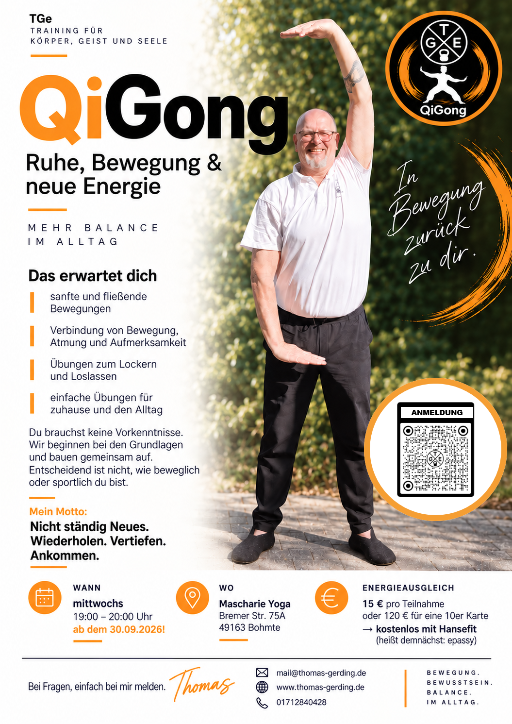 Flyer für das QiGong Angebot